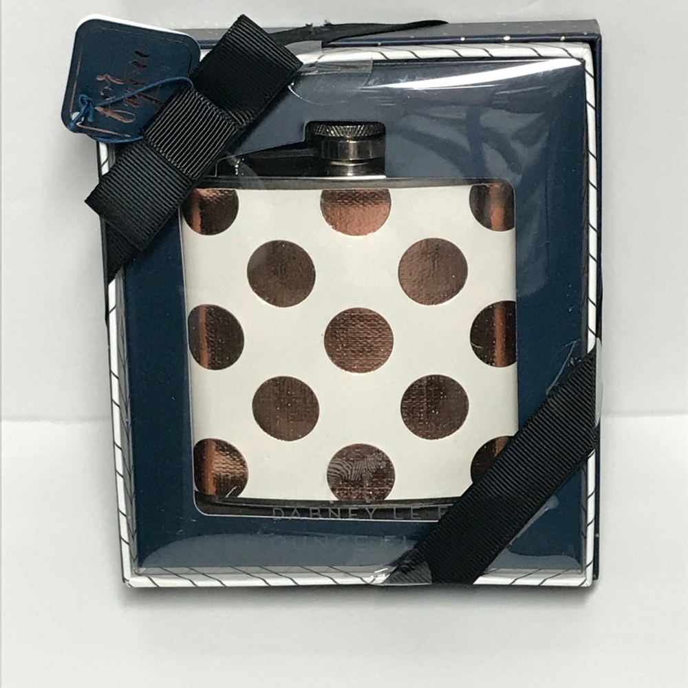 Dabney Lee Stainless Steel Polka Dot Drinking Flask 6oz NEW